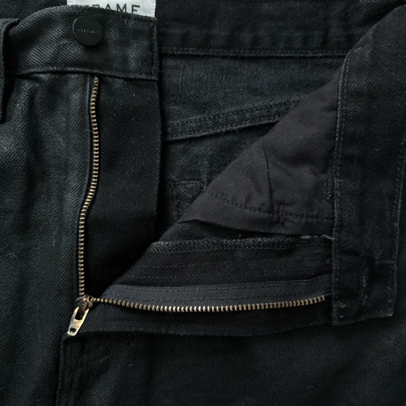 Frame Le Mini Denim A-line Noir Coated Black Skirt Size 25 - Picture 6 of 10